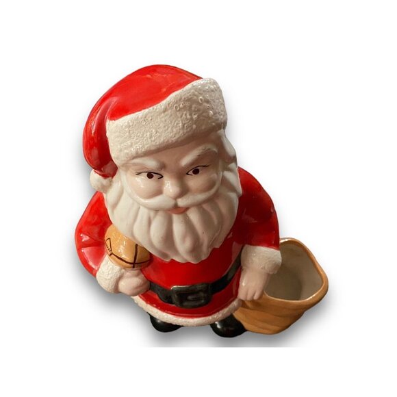 Vintage Santa Claus Christmas Decor Candy Holder Planter Ceramic Mold 10" - Picture 2 of 4